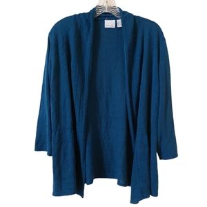 Kim Rogers Blue Knit Open Front Soft Fall Cardigan Sweater Cover Up Womens XL